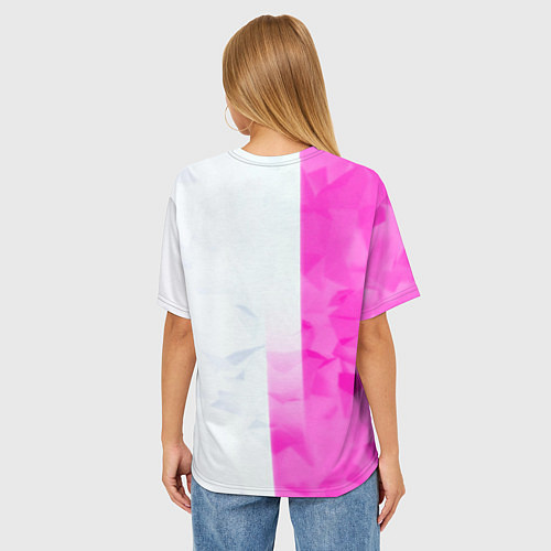 Женская футболка оверсайз Game over pink abstraction / 3D-принт – фото 4