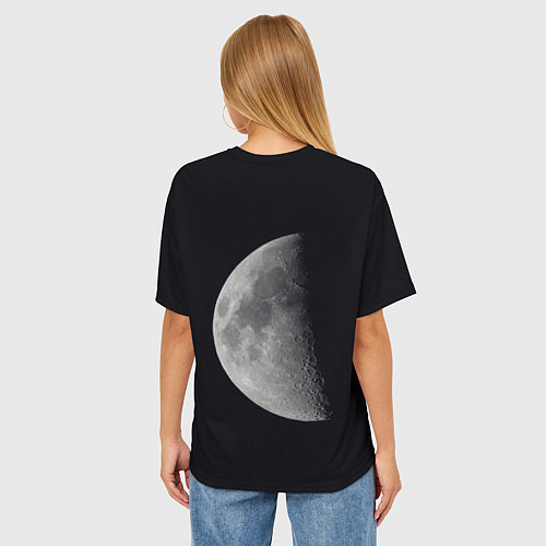 Женская футболка оверсайз Бишон фризе и луна / 3D-принт – фото 4