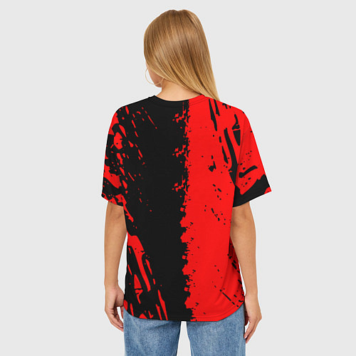Женская футболка оверсайз Doom eternal краски / 3D-принт – фото 4