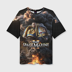 Футболка оверсайз женская Captain Titus Warhammer 40000 space marine 2, цвет: 3D-принт
