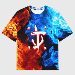Футболка оверсайз женская Doom битва огней, цвет: 3D-принт
