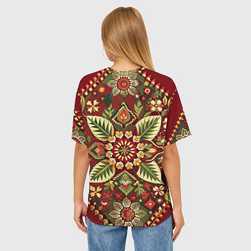 Женская футболка оверсайз Русские классические узоры и орнамент / 3D-принт – фото 4