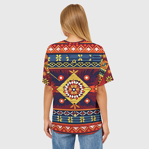 Женская футболка оверсайз Стиль советского ковра узоры и орнамент / 3D-принт – фото 4