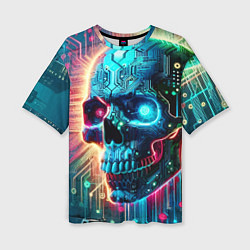 Футболка оверсайз женская Cool cyber skull - neon glow, цвет: 3D-принт