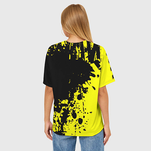 Женская футболка оверсайз Манчестер Юнайтед краски / 3D-принт – фото 4