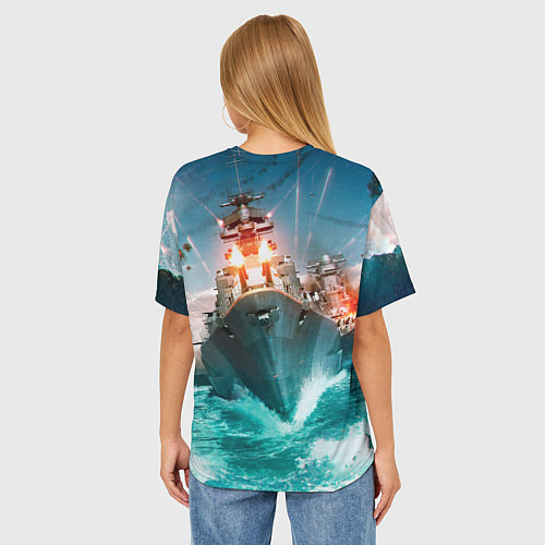 Женская футболка оверсайз Wartunder корабль авианосец / 3D-принт – фото 4