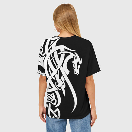 Женская футболка оверсайз Языческий кельтский орнамент тату / 3D-принт – фото 4