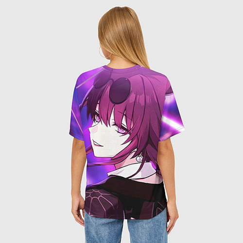 Женская футболка оверсайз Honkai Star Rail Kafka violet light / 3D-принт – фото 4