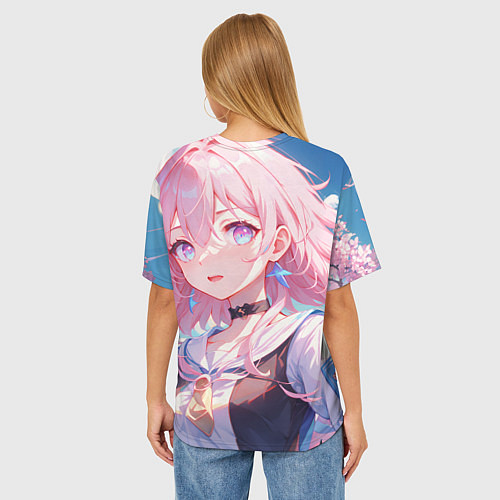 Женская футболка оверсайз Honkai Star Rail March 7th beauty / 3D-принт – фото 4