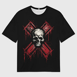 Футболка оверсайз женская Череп красный крест, цвет: 3D-принт