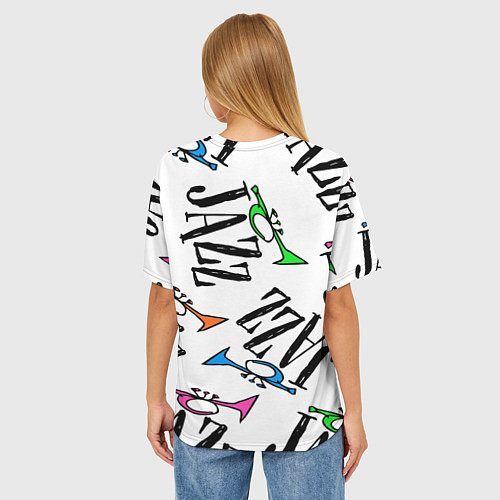Женская футболка оверсайз Just jazz in color / 3D-принт – фото 4