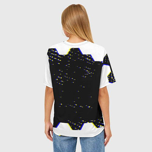 Женская футболка оверсайз CS соты абстракция / 3D-принт – фото 4
