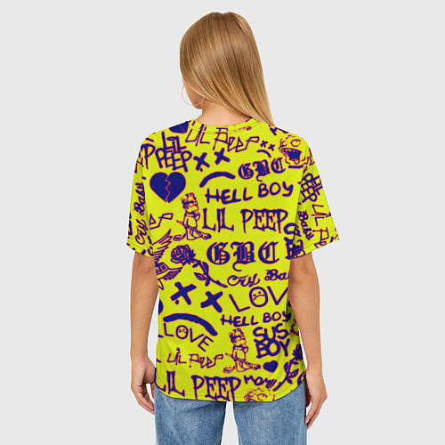 Женская футболка оверсайз Lil peep rap pattern / 3D-принт – фото 4