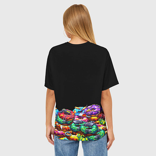 Женская футболка оверсайз Xbox пончики / 3D-принт – фото 4