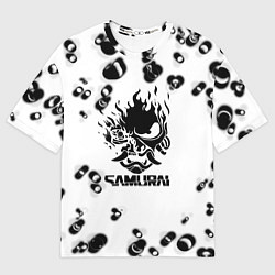 Футболка оверсайз женская Samurai черные краски текстура, цвет: 3D-принт