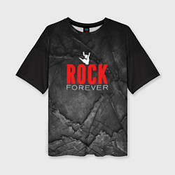 Футболка оверсайз женская Rock forever on black, цвет: 3D-принт