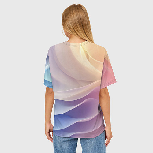 Женская футболка оверсайз Текстура с градиентом волны / 3D-принт – фото 4