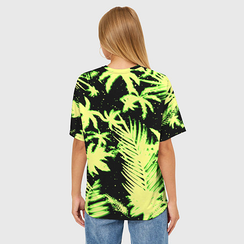 Женская футболка оверсайз Doom тропический стиль кислота / 3D-принт – фото 4