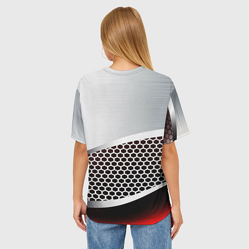 Женская футболка оверсайз Quake metal steel / 3D-принт – фото 4