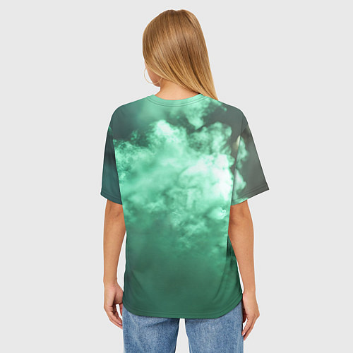 Женская футболка оверсайз Stalker 2 череп с зелеными глазами / 3D-принт – фото 4