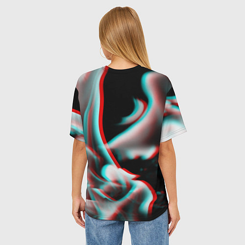 Женская футболка оверсайз Tekken fire glitch / 3D-принт – фото 4