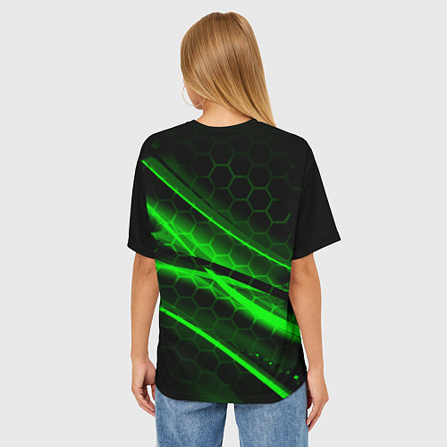 Женская футболка оверсайз Starcraft 2 кислотные соты линии / 3D-принт – фото 4