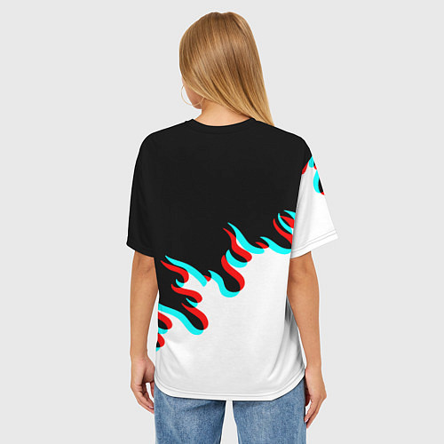 Женская футболка оверсайз Нирвана глитч огонь / 3D-принт – фото 4