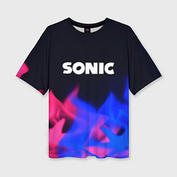 Футболка оверсайз женская Sonic neon flame, цвет: 3D-принт