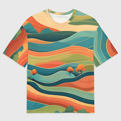 Футболка оверсайз женская Поля луга, цвет: 3D-принт