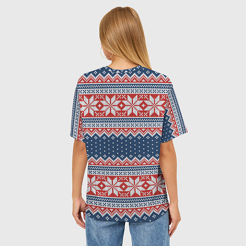 Женская футболка оверсайз Knitted Pattern / 3D-принт – фото 4