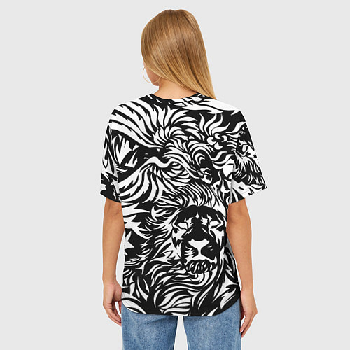 Женская футболка оверсайз Лев и орел в виде узоров / 3D-принт – фото 4