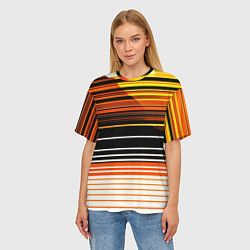 Футболка оверсайз женская Разноцветные вертикальные линии, цвет: 3D-принт — фото 2