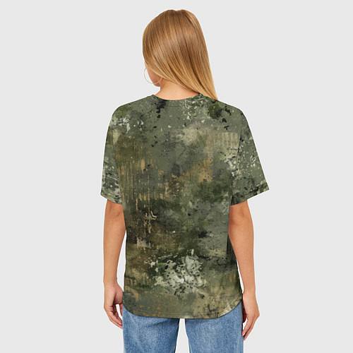 Женская футболка оверсайз Камуфляж с потертостями / 3D-принт – фото 4