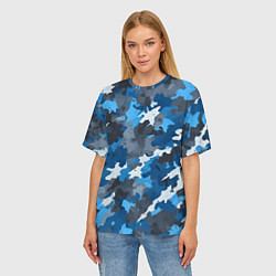 Футболка оверсайз женская Синий армейский камуфляж, цвет: 3D-принт — фото 2