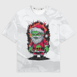 Футболка оверсайз женская Санта зомби в адском пламени, цвет: 3D-принт