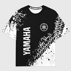 Футболка оверсайз женская Yamaha - следы от шин, цвет: 3D-принт