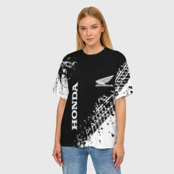 Футболка оверсайз женская Honda - следы от шин, цвет: 3D-принт — фото 2