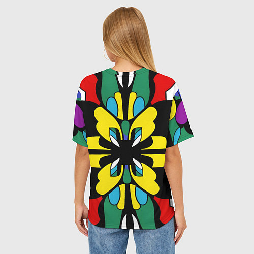Женская футболка оверсайз Яркий калейдоскоп / 3D-принт – фото 4