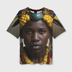 Футболка оверсайз женская Африканец искусство, цвет: 3D-принт