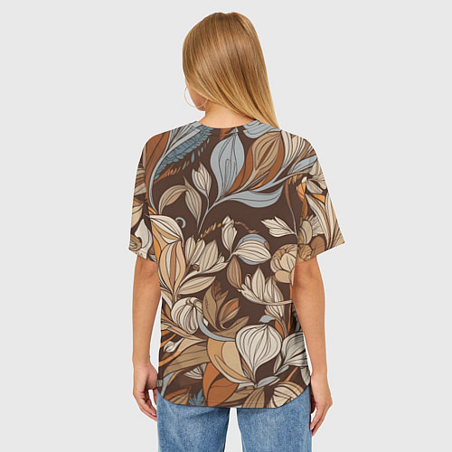 Женская футболка оверсайз Спокойная ботаническая иллюстрация / 3D-принт – фото 4