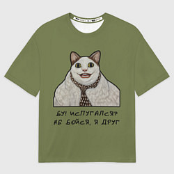 Футболка оверсайз женская Кот Бу - мем, цвет: 3D-принт