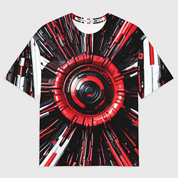 Футболка оверсайз женская Чёрно-красная сфера киберпанк, цвет: 3D-принт
