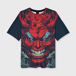 Женская футболка оверсайз Red demon Oni
