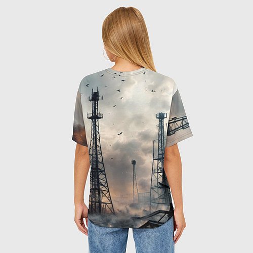 Женская футболка оверсайз S t a l k e r Heart of Chornobyl / 3D-принт – фото 4