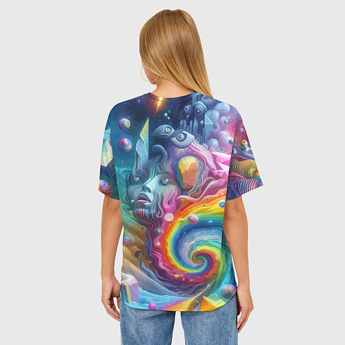 Женская футболка оверсайз Абстрактное граффити с лицом девушки / 3D-принт – фото 4