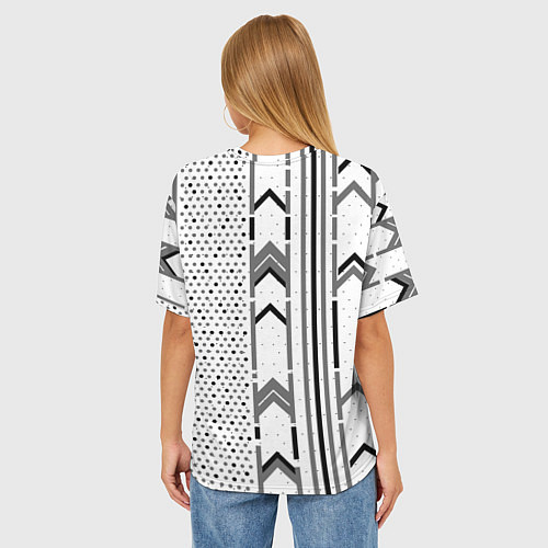 Женская футболка оверсайз Закулисье чёрно-белое / 3D-принт – фото 4