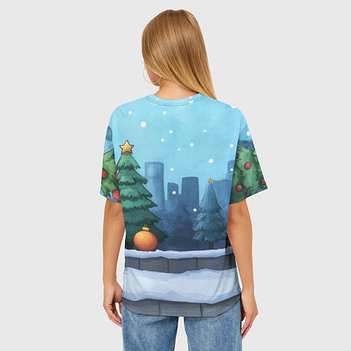 Женская футболка оверсайз Елки и елочные игрушки / 3D-принт – фото 4