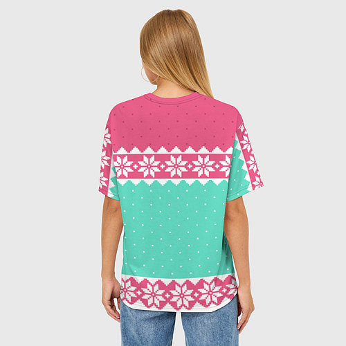 Женская футболка оверсайз Новогодний свитер Пауэр из Человек-бензопила / 3D-принт – фото 4