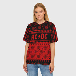 Футболка оверсайз женская ACDC christmas sweater, цвет: 3D-принт — фото 2