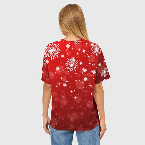 Женская футболка оверсайз Санта в розовых очках и жвачкой / 3D-принт – фото 4